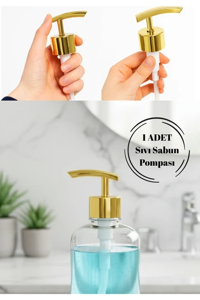 Gold Renk Plastik Sıvı Sabun Pompası | Banyo & Mutfak Uyumlu | Evrensel Ağız | 1 Adet Lüks Görünüm ürün görseli 1