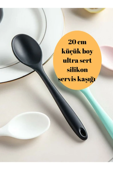 20 cm küçük boy silikon  ultra sert uçlu servis kaşığı ürün görseli 1