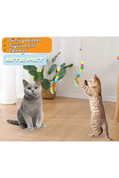 bite pet Kendinden Yapışkanlı Renkli Kedi Oyun Oltası Kedi Oyuncağı Yapışkanlı Olta ürün görseli 1
