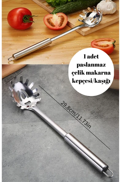 1 adet paslanmaz çelik makarna kaşığı çatalı spagetti noodle kaşığı spatula 29 cm ürün görseli 1