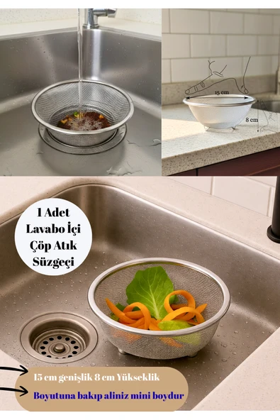 Lavabo İçi Süzgeci Paslanmaz Çelik Metal Gider Filtresi 1 Adet ürün görseli 1