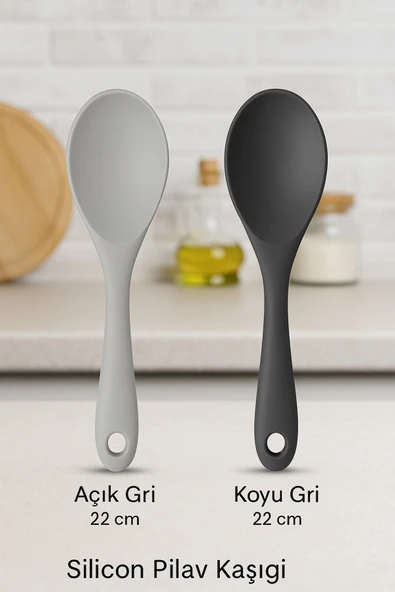 2'li Silikon Pilav Servis Kaşığı Seti - 22 cm Isıya Dayanıklı, Ergonomik Saplı ürün görseli 1