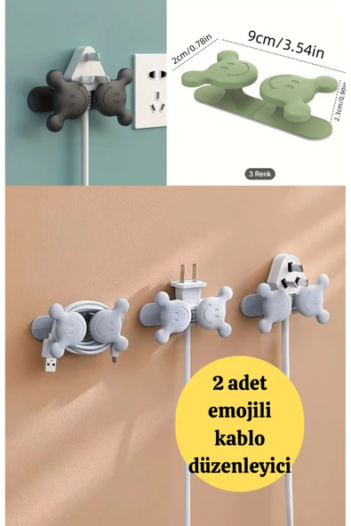 1 Adet Kablo Düzenleyici, Duvara Monte Gülümseme Emojili, Ev Düzenleyici Depolama Kablo Toparlayıcı ürün görseli 1