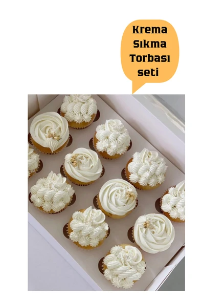Krema Torbası Seti 100'lü Cupcake Muffin Kapsül Seti - Resim 4