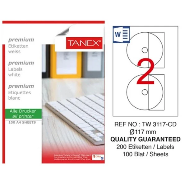 Tanex TW-3117 117 mm 50li Gümüş Lazer Etiket ürün görseli 1