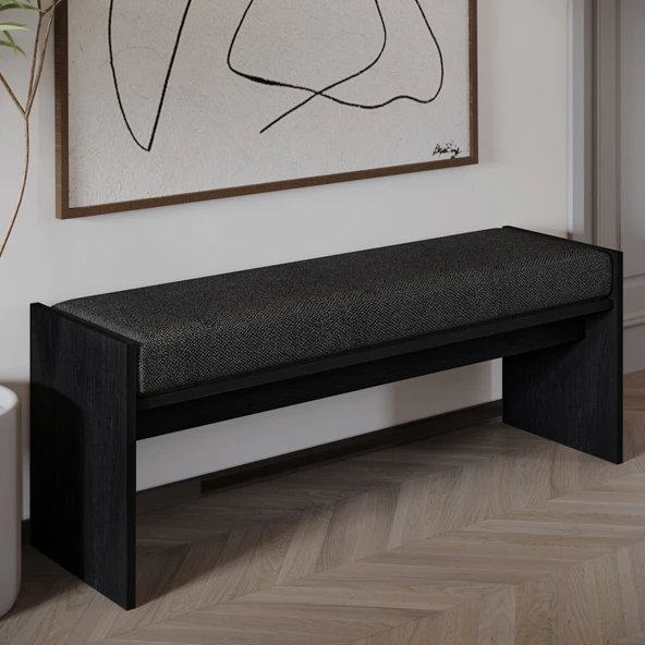 Pearl Bench – Modern Tasarım Antre, Mutfak, Yatak Odası, Balkon Oturma Bankı, Kolay Kurulum  Ahşap Siyah ürün görseli 1
