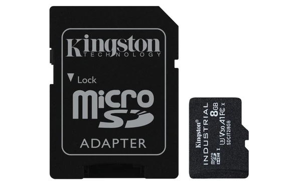 Kingston SDCIT2-8GB 8GB microSDHC Industrial C10 A1 pSLC Card + SD Adapter Hafıza Kartı ürün görseli 1