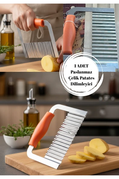 Paslanmaz Çelik Dalgalı Patates Dilimleyici – Pratik Patates Doğrayıcı ürün görseli 1