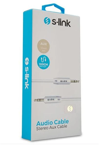 S-link SL-SP70 1m Beyaz 3.5mm Stereo Ses Kablosu ürün görseli 1