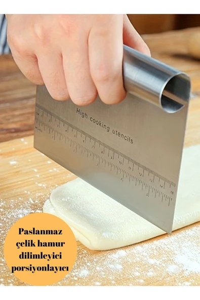 Paslanmaz lüks çelik hamur kesme porsiyonlayıcı spatula kek pasta şekillendirici kazıyıcı ürün görseli 1