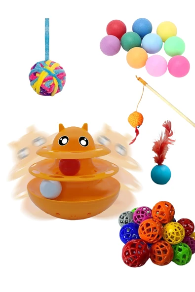 bite pet 2 Katlı Mama Ödül Hazneli Hacı Yatmaz Kedi Oyuncak seti ürün görseli 1