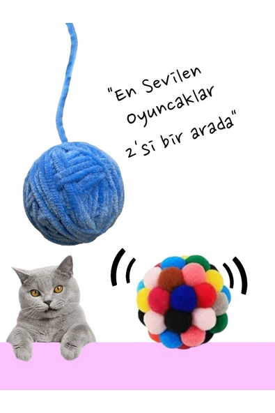 bite pet KEDİ YUMAK TOP PONPON TOP - Resim 2