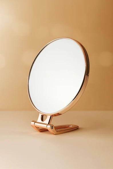 Rose Gold Masaüstü Makyaj Aynası – Taşınabilir, Katlanabilir, Masa Üstü Dekoratif Ayna ürün görseli 1