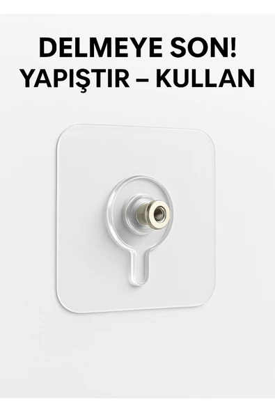 1 adet Yapışkanlı Vida Duvar Askısı | Delmeden Montaj | Güçlü Taşıma Kapasiteli Şeffaf Askı ürün görseli 1