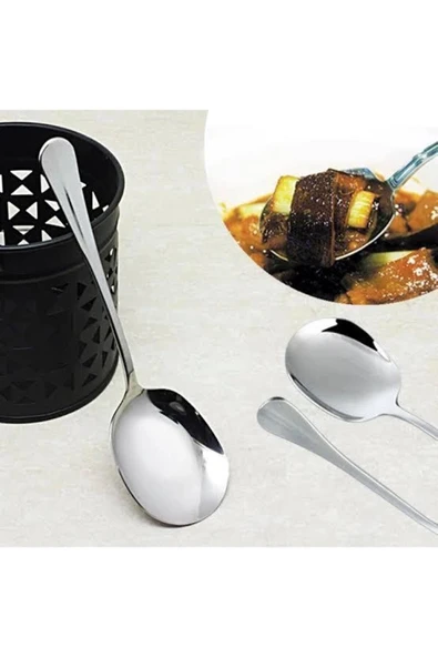 3 Adet Çelik Servis Kaşık 21 Cm - Resim 2