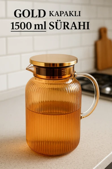 Lüks 1500 ml Borosilikat Cam Surahi 1.5 Litre Ateşe Dayanıklı ürün görseli 1
