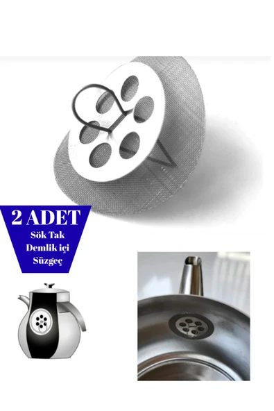 2 Adet Sök Tak Demlik İçi Süzgeç | Paslanmaz Çelik Filtre | Çaydanlık Ağız Süzgeci ürün görseli 1