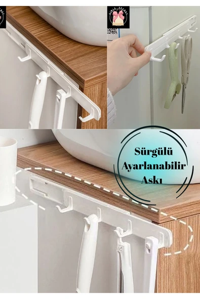 Sürgülü Ayarlanabilir Askı – Çok Amaçlı Dolap İçi Askılık – Mutfak & Banyo Organizer 26,4 cm ürün görseli 1