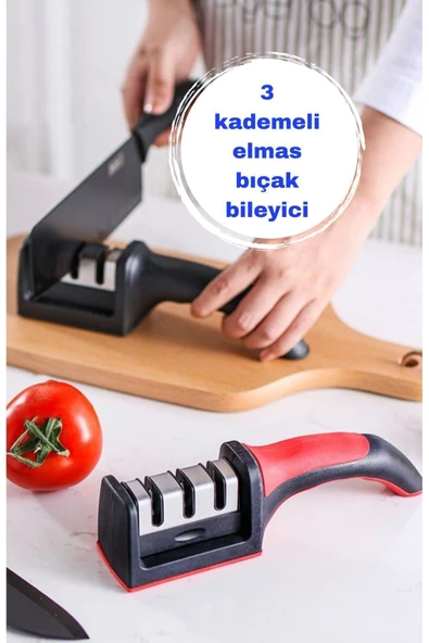 Manuel bıçak bileyici öğütücü 3 kademeli abs paslanmaz çelik taş mutfak ürün görseli 1