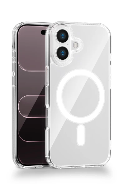 iPhone 17 Uyumlu Kamera Korumalı Magsafe Wireless Şarj Özellikli Lüks Şeffaf Silikon Telefon Kılıfı ürün görseli 1