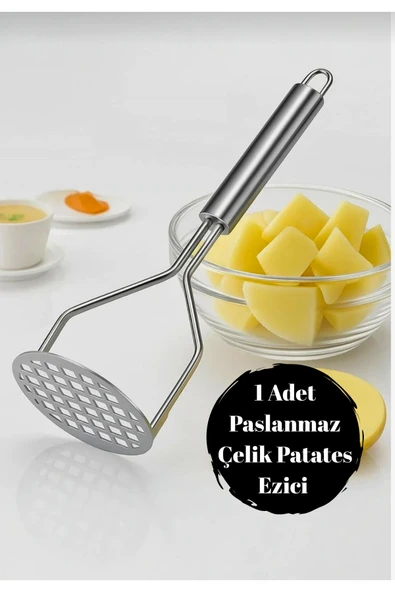 Paslanmaz Çelik Patates Ezici – Profesyonel Metal Püre Yapıcı – Ergonomik Saplı Mutfak Aleti ürün görseli 1