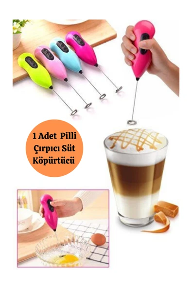 1 adet pilli mini mixer kahve süt köpürtücü karıştırıcı çırpıcı çelik başlıklı ürün görseli 1