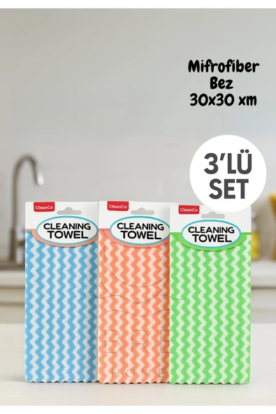 3’lü Renkli Temizlik Bezi Seti – Mikrofiber Temizlik Havlusu – Mutfak ve Genel Temizlik İçin ürün görseli 1