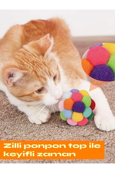 bite pet KEDİ YUMAK TOP PONPON TOP - Resim 4