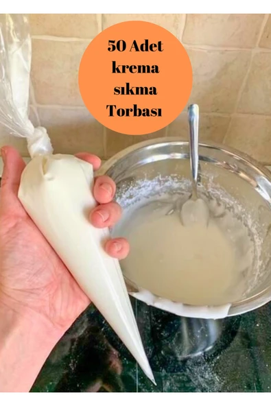 50 Paket Puding  Çikolata, Kurabiye, Bisküvi, Kek Süslemesi için Tek Kullanımlık krema torbası ürün görseli 1