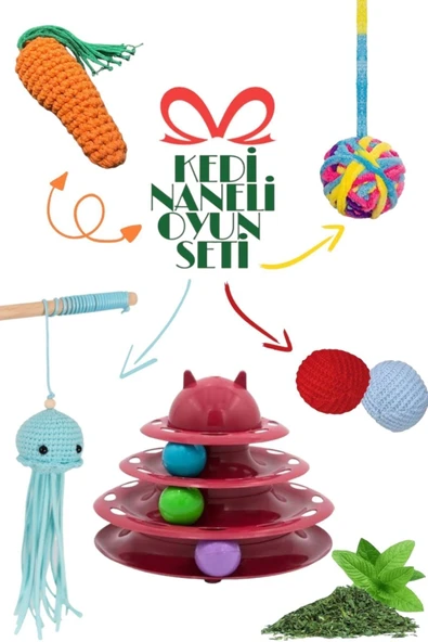 bite pet KEDİ NANESİ OYUN SETİ 5’Lİ;3 KATLI OYUNCAK KEDİ NANELİ HAVUÇ,KEDİ NANELİ AHTAPOT,KEDİ NANELİ TOP ürün görseli 1