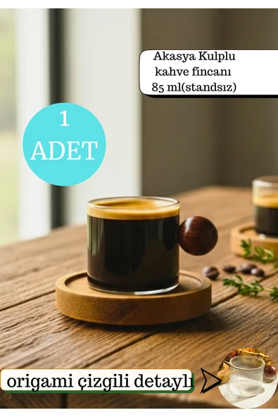 1 adet AKASYA KULPLU ORİGAMİ DETAYLI KAHVE FİNCANI (85 ml) ürün görseli 1