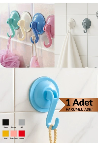 Vakumlu Duvar Askısı – Güçlü Tutucu Vakum Sistemli Askı | Banyo, Mutfak, Kapı, Havlu Askılığı ürün görseli 1