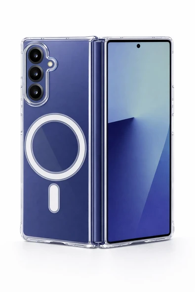 Samsung Galaxy Z Flip 5 Uyumlu Kamera Korumalı Magsafe Wireless Şarj Özellikli Lüks Şeffaf Silikon Telefon Kılıfı ürün görseli 1