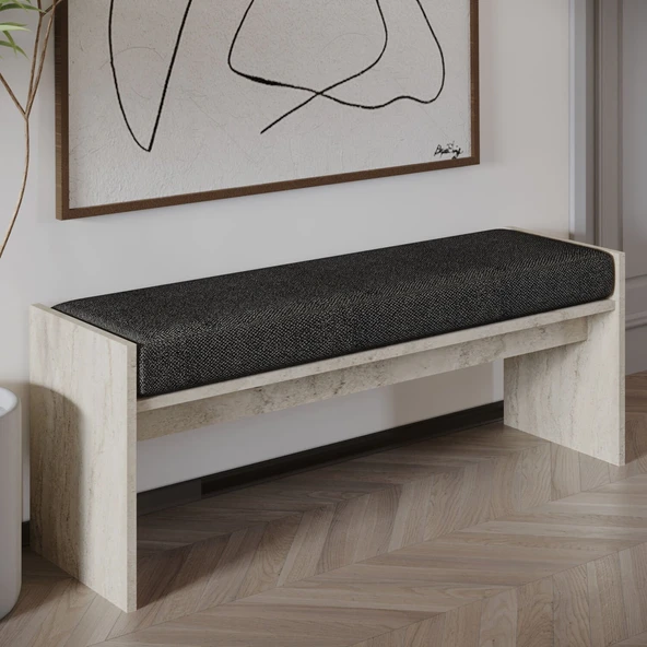 Pearl Bench – Modern Tasarım Antre, Mutfak, Yatak Odası, Balkon Oturma Bankı, Kolay Kurulum  Traverten Desen ürün görseli 1