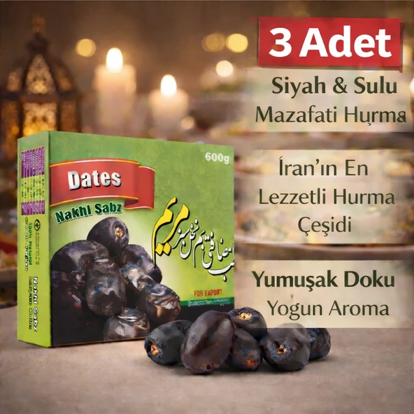 İran Mazafati Hurması 600 gr (Siyah, Sulu ve Etli Premium Hurma) x 3 Adet ürün görseli 1