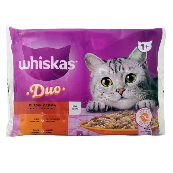 Whiskas Duo Klasik Karma Lezzetler Kedi Yaş Maması 4x85 Gr ürün görseli 1