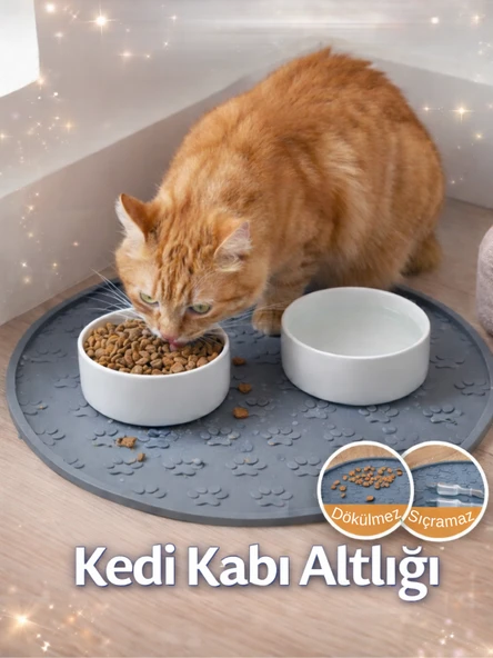 Beylini Kedi Köpek Mama Kabı Altlığı Kaymaz Su Geçirmez Beslenme Paspası Kolay Temizlenir Mama Su Altlığı ürün görseli 1