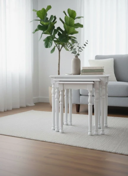 Capri 4'lü Ahşap Zigon Sehpa - Resim 7