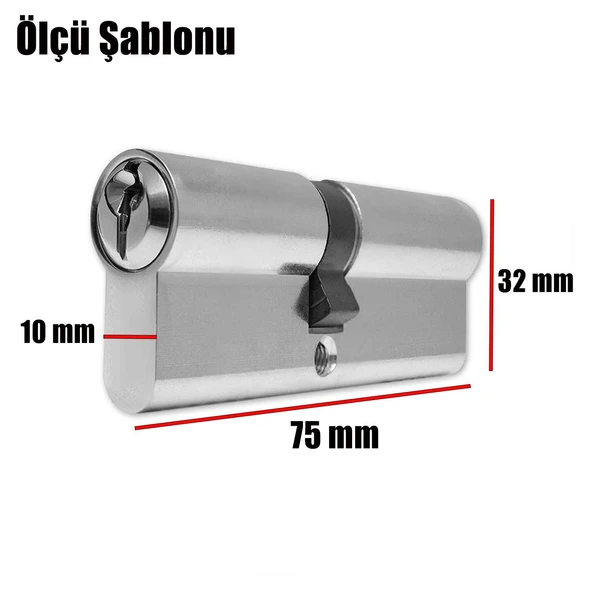 3 Anahtarlı Kapı Göbeği Silindir Barel 75 mm - Resim 4
