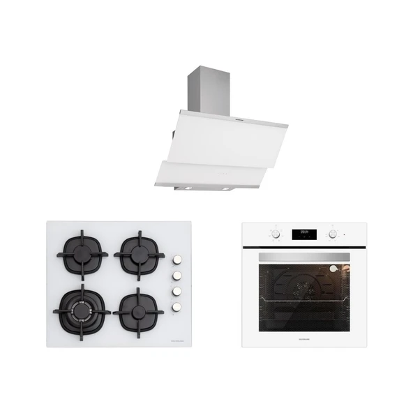 Silverline BO6502W02 - CS5429W01 - 3420 Classy 60 Beyaz Cam Ankastre Set ürün görseli 1