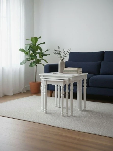 Capri 4'lü Ahşap Zigon Sehpa - Resim 2