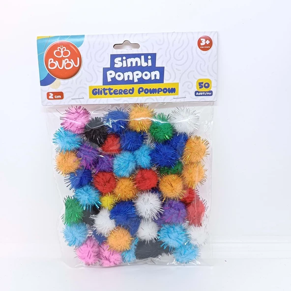 BU-BU PONPON SİMLİ 2 CM 50Lİ KARMA ürün görseli 1