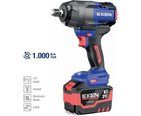EXEN EN 286 SM - 21V 6Ah 1/2''Soket 1000 N.m Kömürsüz Şarjlı Somun Sökme ürün görseli 1