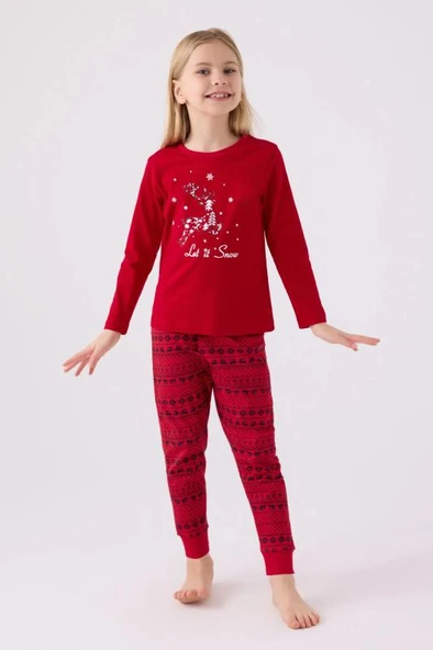 Arnetta 3106 Pamuklu Anne Kız Uzun Kollu Kız Çocuk Pijama Takımı ürün görseli 1