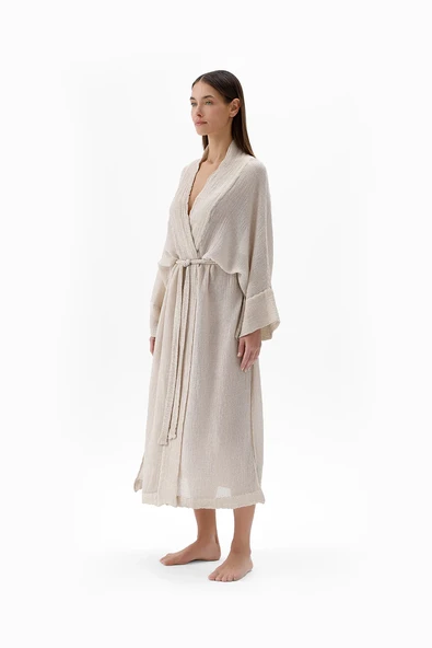 İki Kız Crinkle Bambu Vizon Kimono ürün görseli 1
