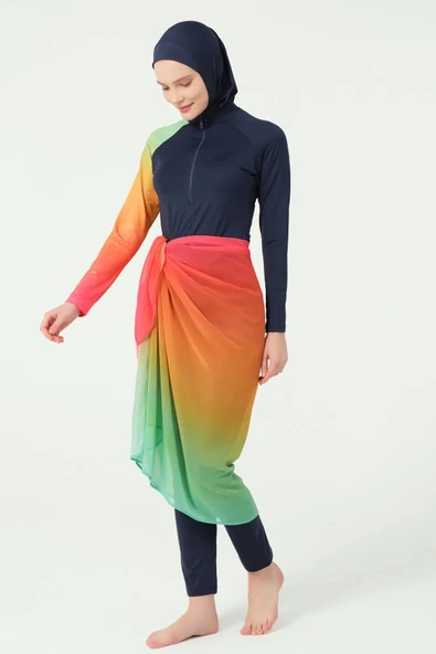 Ombre Desenli Etek Pareo - Resim 3