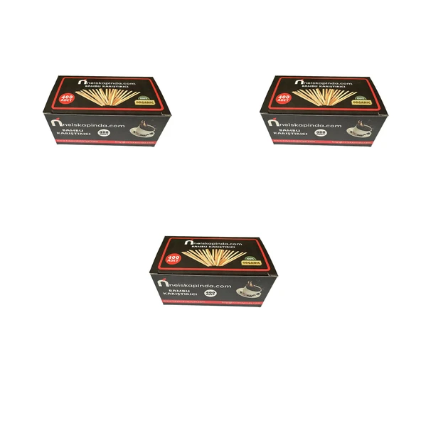 Omeyva Organik Tahta Ahşap Bambu Çay Kahve Karıştırıcı Çubuk - 10 Cm. - 400 Adetlik 3 Paket ürün görseli 1