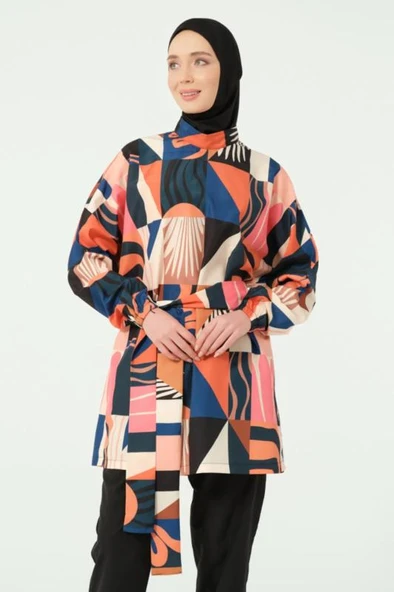 Desenli Oversize Tesettür Mayo - Resim 2
