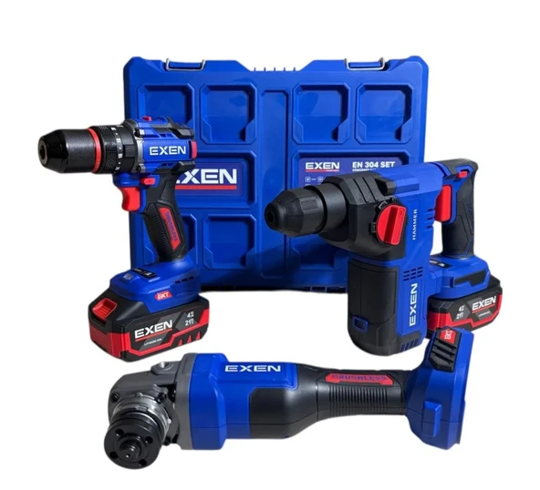 EXEN EN 304 SET - 21V 4Ah Kömürsüz Şarjlı Makina 3'lü Set ürün görseli 1
