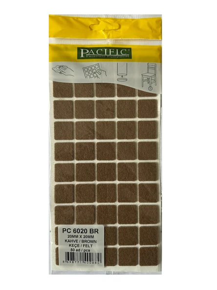 Pacific Yapışkanlı Mobilya Masa Sandalye Altı Zemin Ayak Koruyucu Kaydırmaz Keçe 20x20 mm - 50 Adet ürün görseli 1